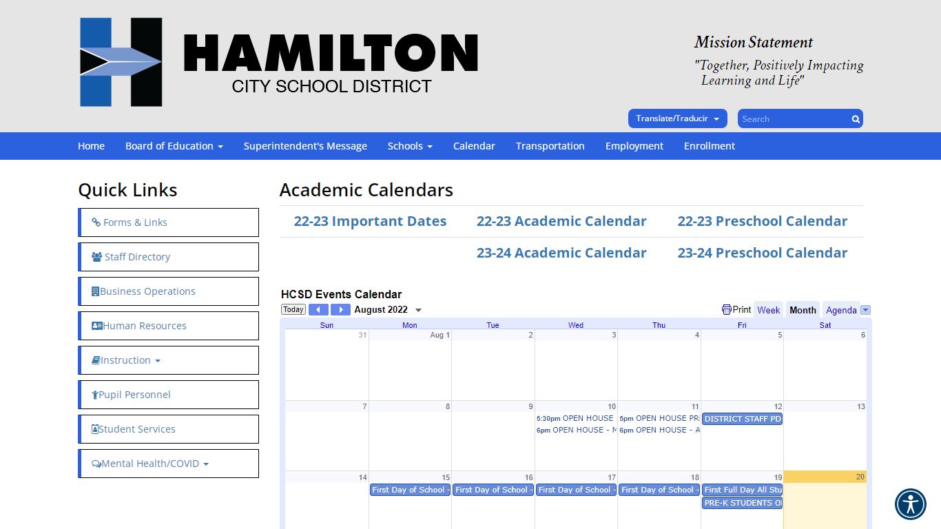 Academic Calendars - Hamilton City School District