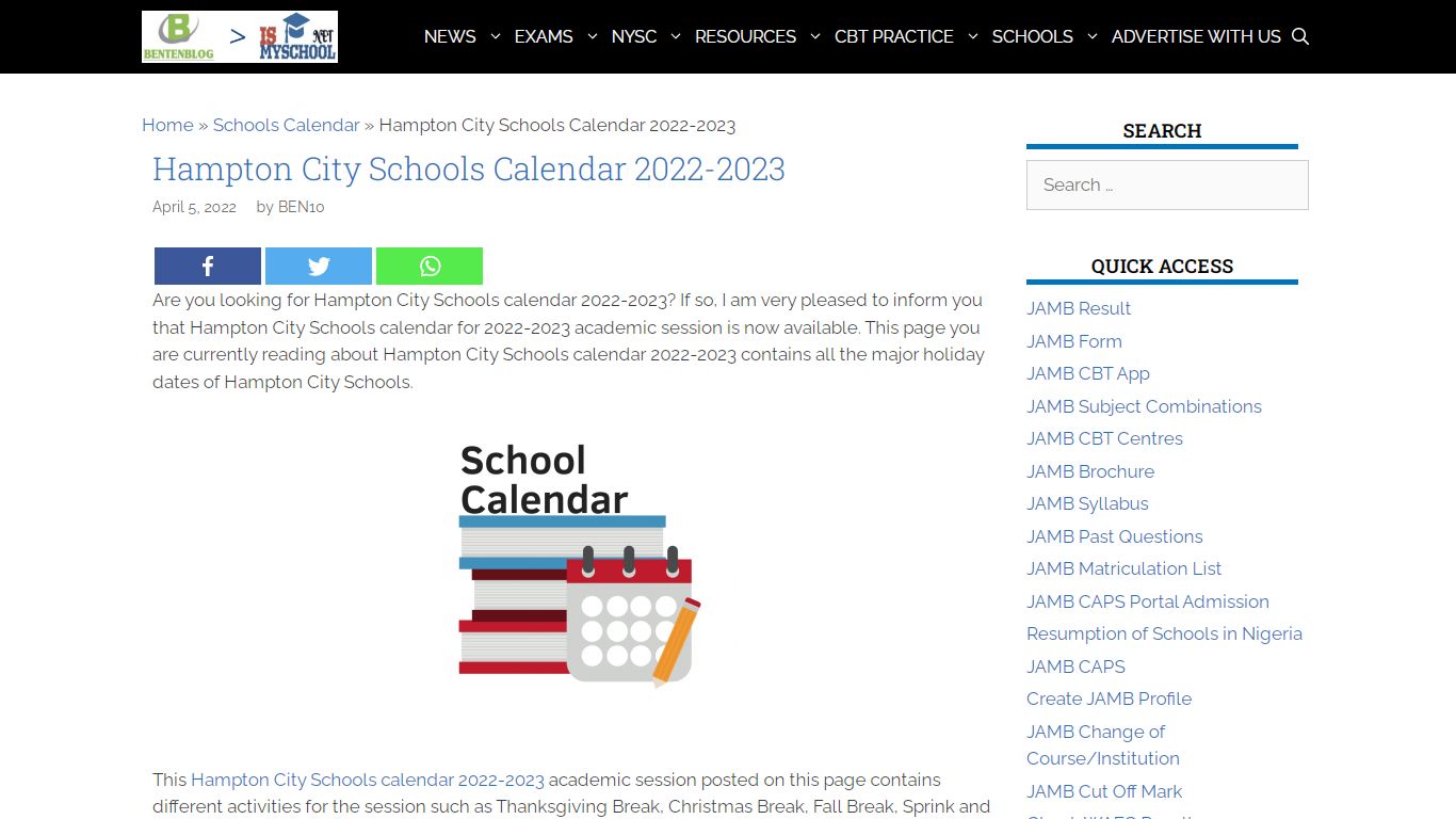 Hampton City Schools Calendar 2022-2023
