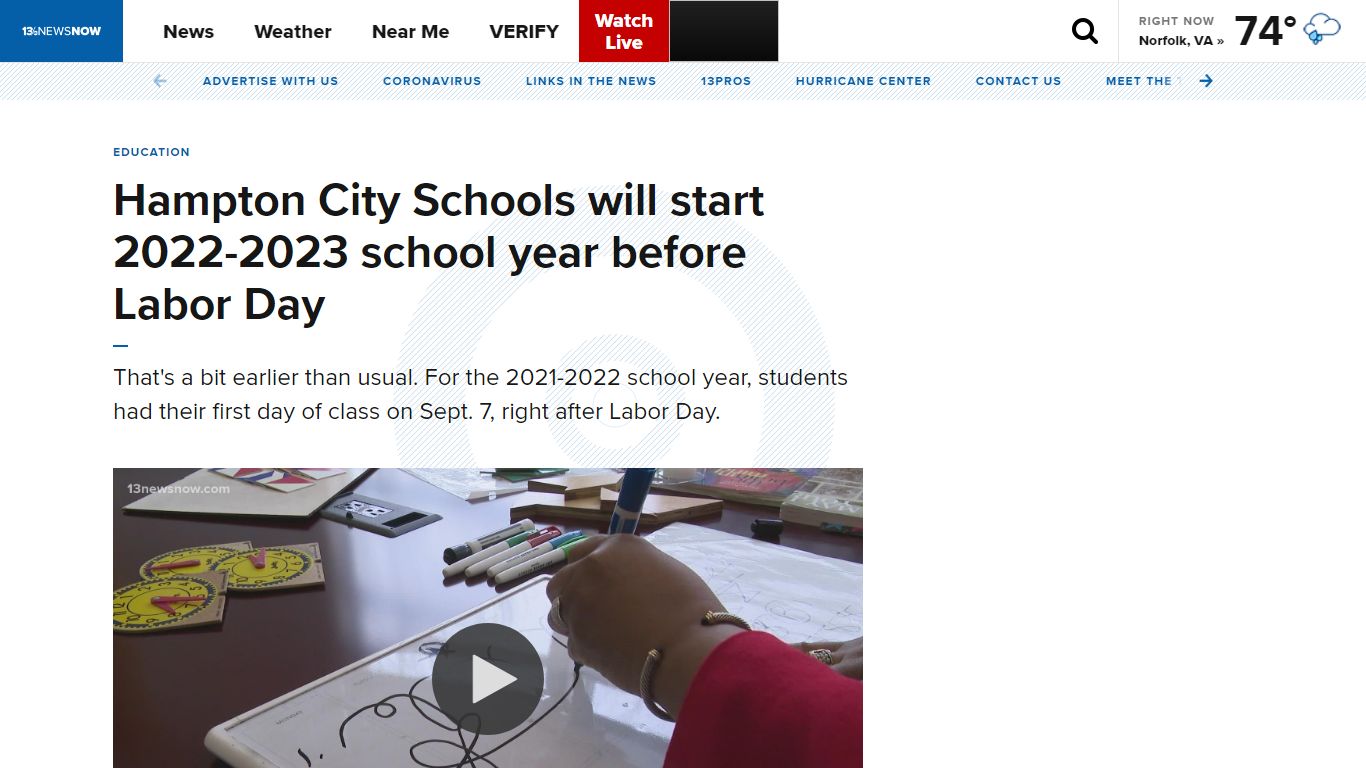 Hampton City Schools will start 2022-2023 school year in August ... - WVEC
